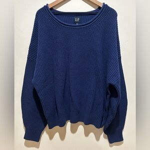 NWT Gap Navy Blue Chunky Rib Fisherman Knit Sweater - Women’s Size XXL